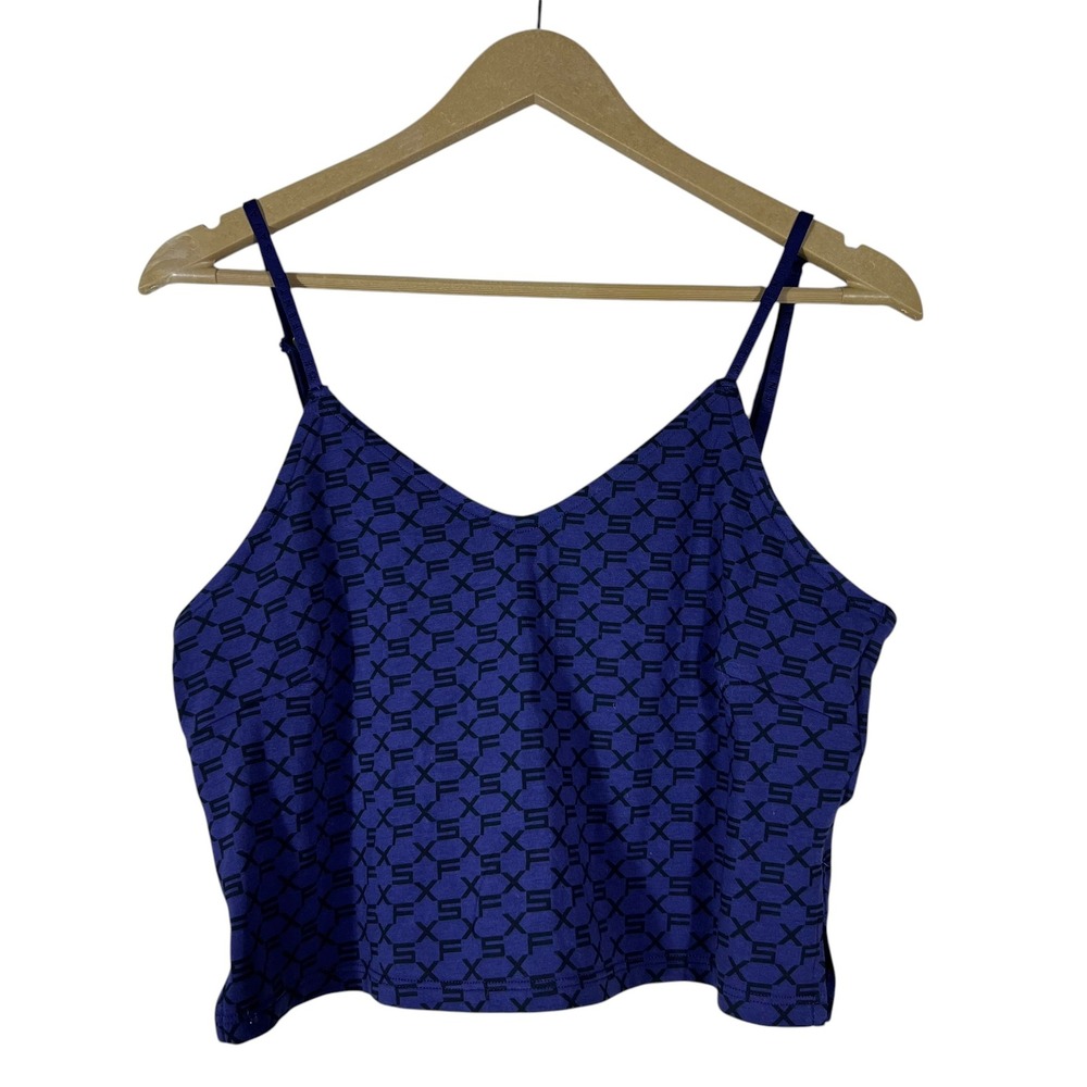 NWT Savage X Fenty Monogram Logo Cami Crop Top Blue Streetwear Size M